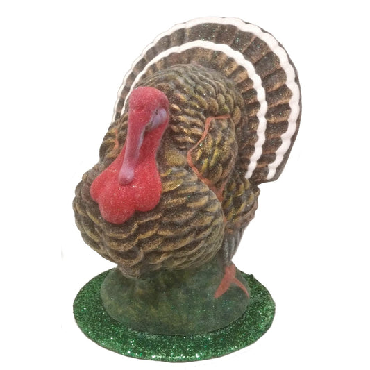 Ino Schaller Glitter Frosted Turkey German Paper Mache Candy Container