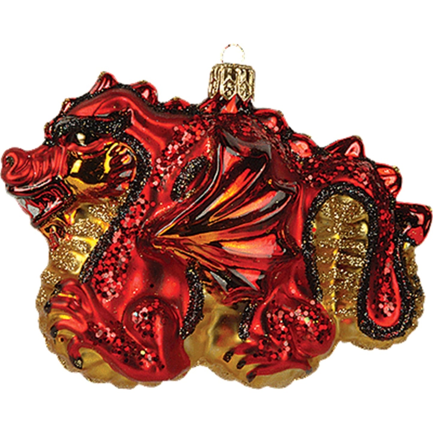 Chinese Red Dragon Glass Christmas Ornament Made in Poland Decoration