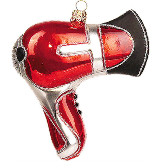 Hair Dryer Polish Mouth Blown Glass Christmas Ornament Barber Stylist Decoration