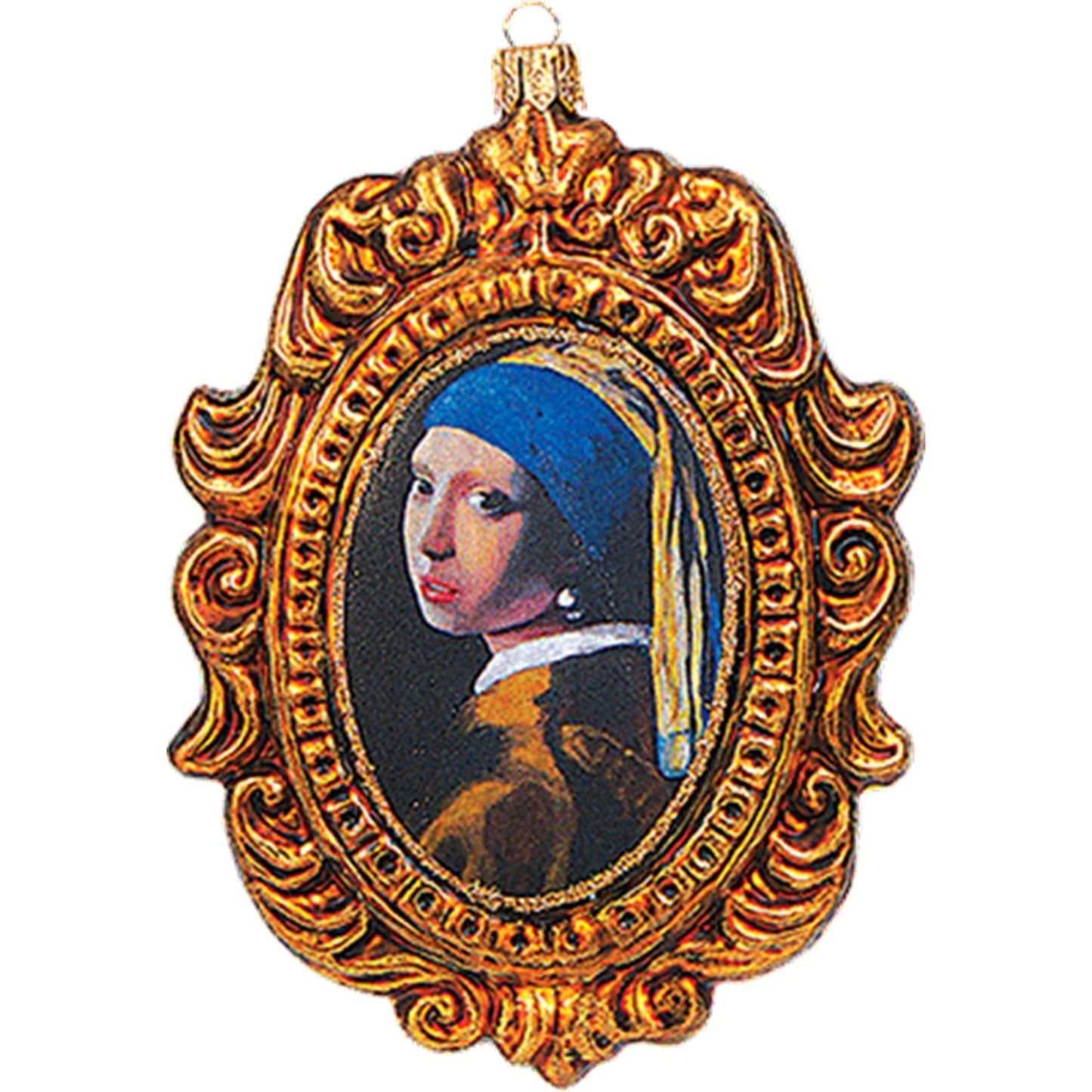 Vermeer Girl with a Pearl Earring Portrait Polish Glass Christmas Ornament