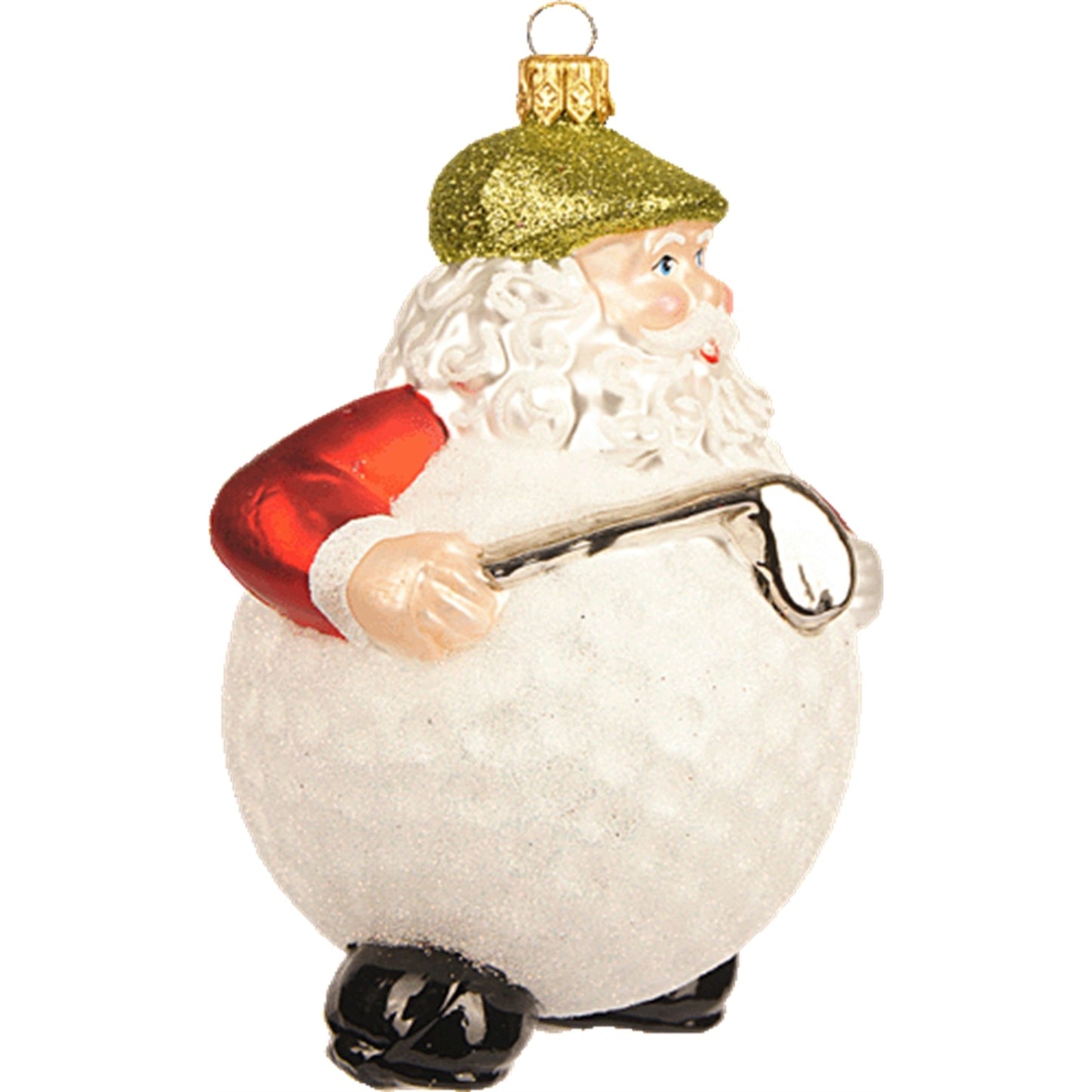 Golf Ball Body Santa Claus Polish Glass Christmas Tree Ornament Sports Golfing