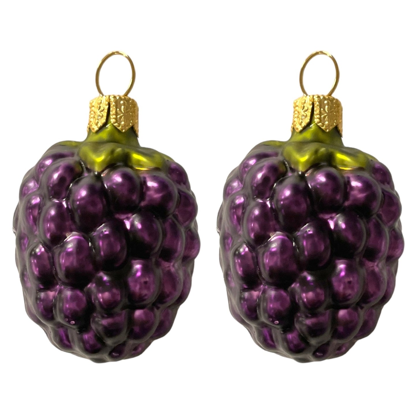 Blackberry Polish Glass Christmas Tree Ornaments Set of 2