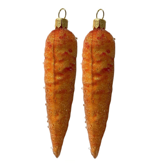 Carrot Polish Glass Christmas Tree Ornaments Set of 2
