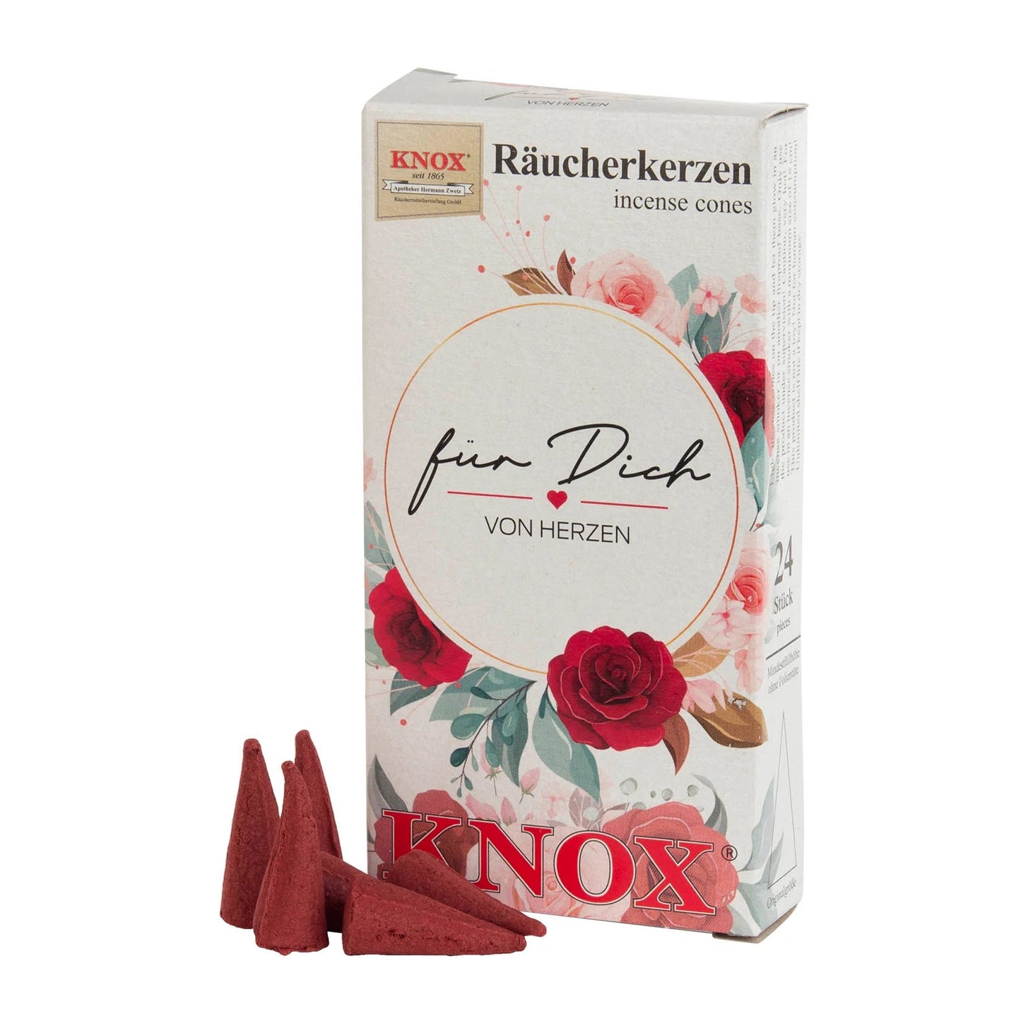 Knox For You From the Heart Rose Scent German Incense Cones Made in Germany Pack of 24 Cones
