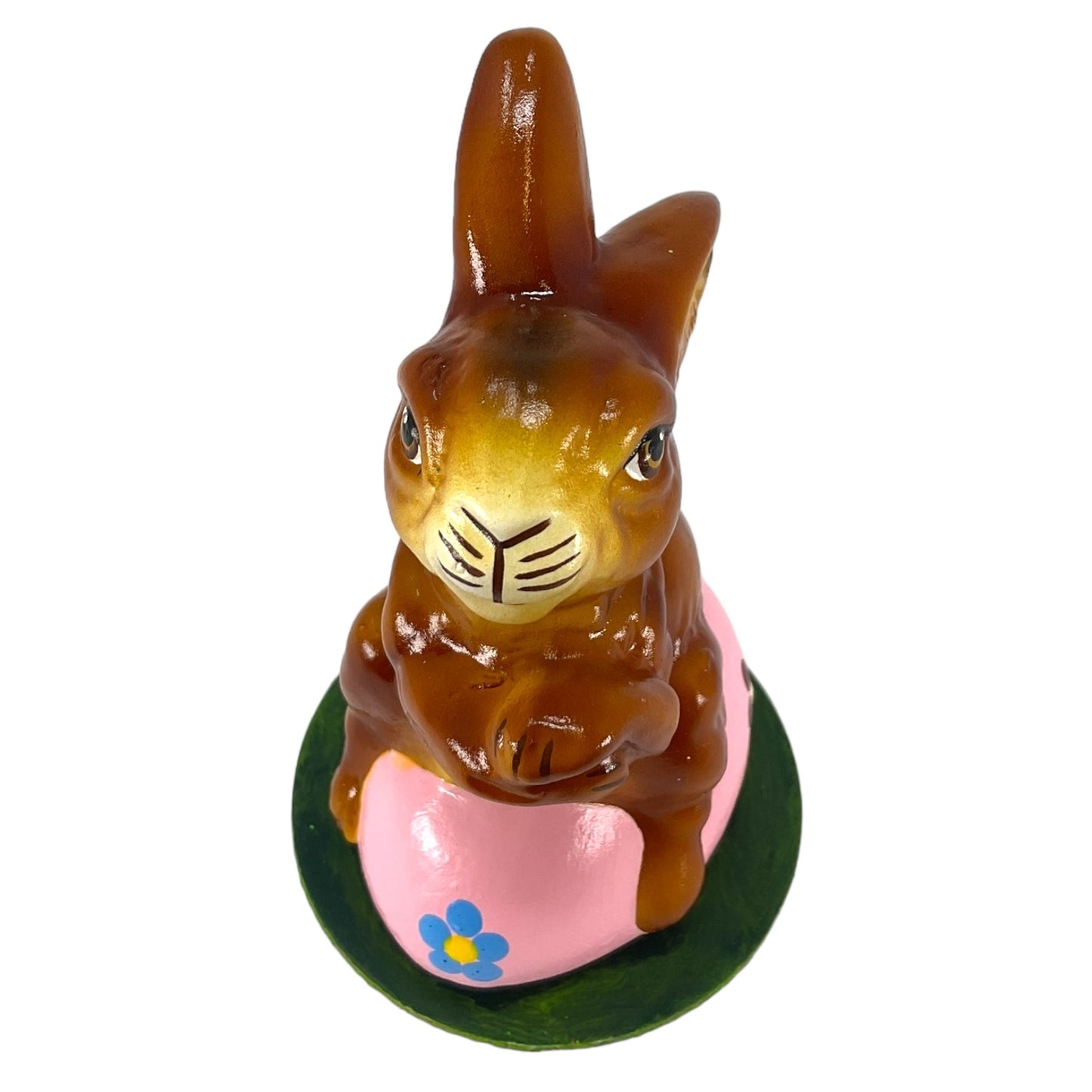 Pinnacle Peak Trading Ino Schaller Easter Bunny Rabbit on Pink Egg German Paper Mache 4.25 inch