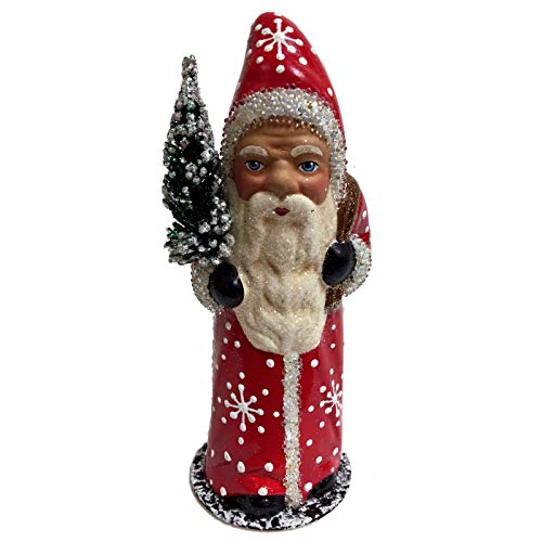 Figurine Père Noël en papier mâché Ino Schaller, paillettes rouges Figurine Père Noël en papier mâché Ino Schaller, paillettes rouges
