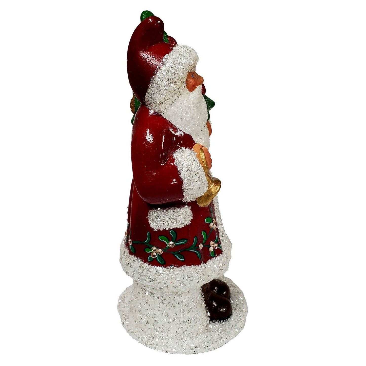 Ino Schaller Dark Red Santa with Mistletoe and Crystals German Paper Mache