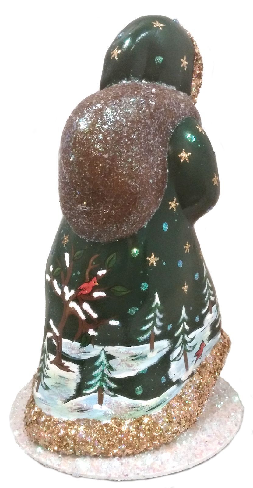 Ino Schaller Brunswick Green Winter Scene Walking Santa German Paper Mache