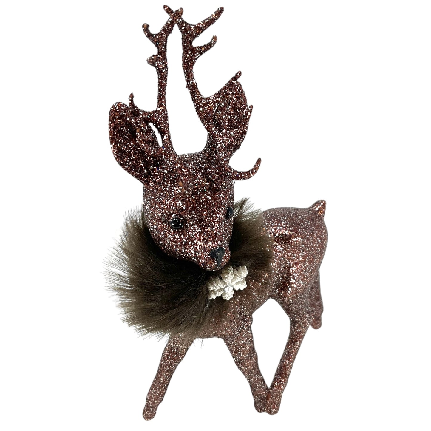 Pinnacle Peak Trading Ino Schaller Cinnamon Glitter Male Buck Deer with Snowflake Figurine 10 inch