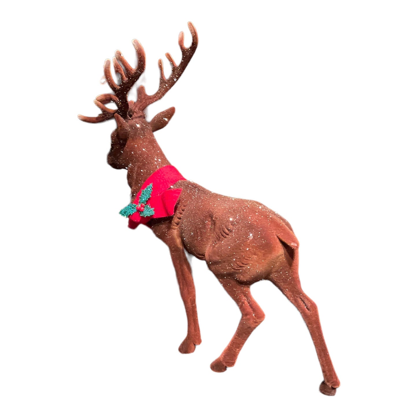 Schaller Large Brown Flocked Reindeer with Scarf German Figurine 16 inch