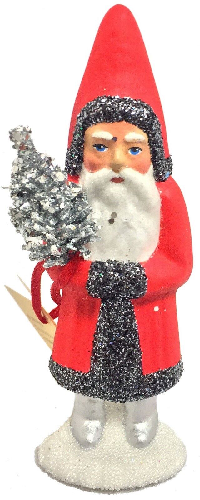 Ino Schaller Red Santa with Grey Trim German Christmas Paper Mache Small Santa