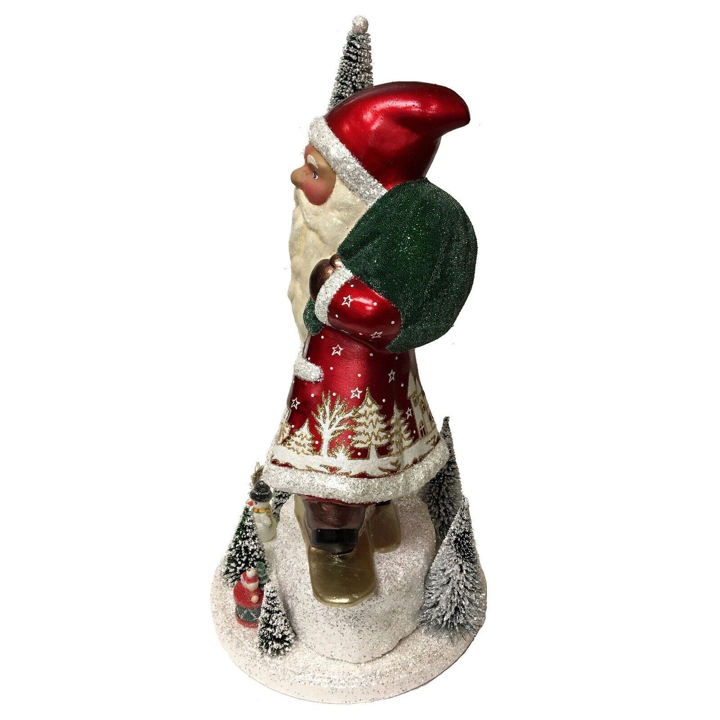 Ino Schaller Red Santa on Skis with Toys German Christmas Paper Mache