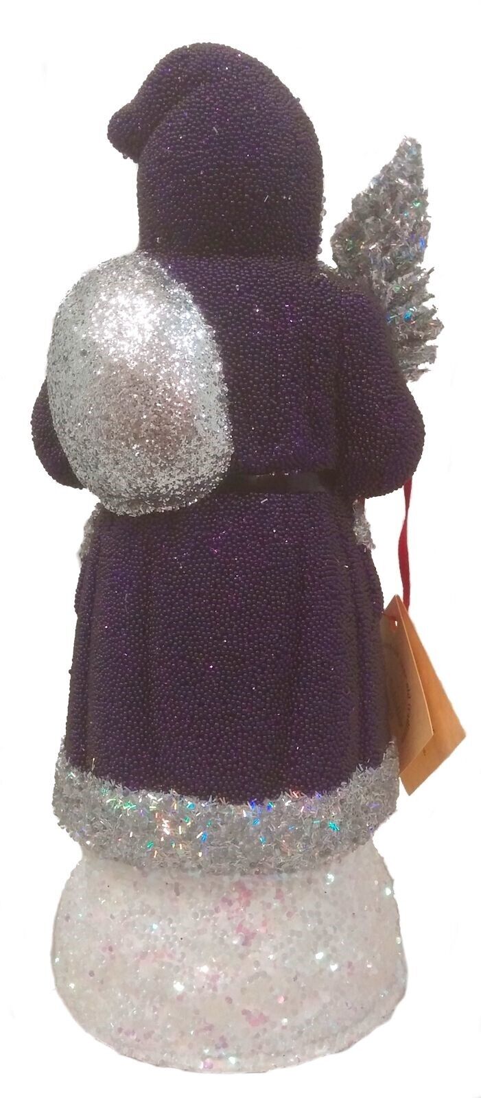 Ino Schaller Purple Beaded Santa with Silver Tree German Paper Mache Germany