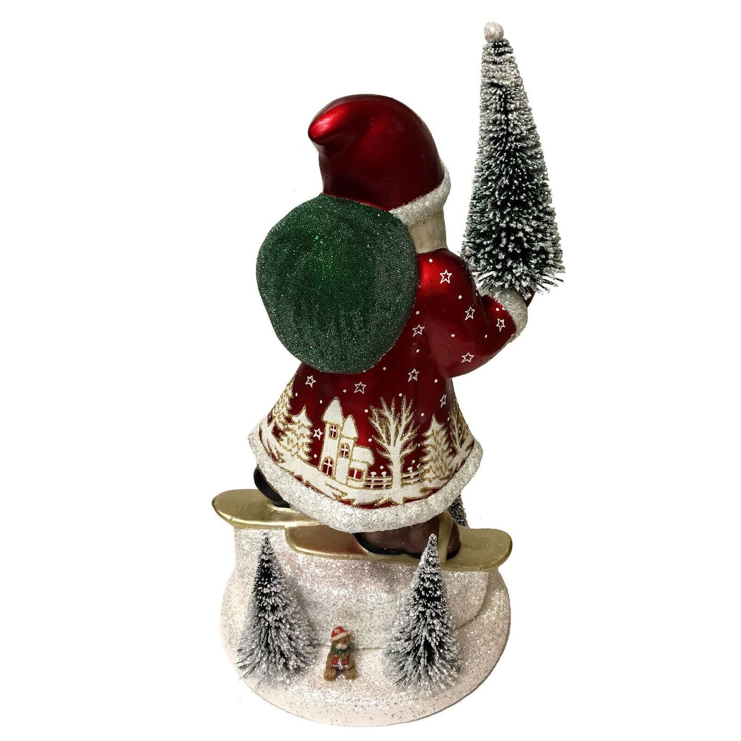 Ino Schaller Red Santa on Skis with Toys German Christmas Paper Mache