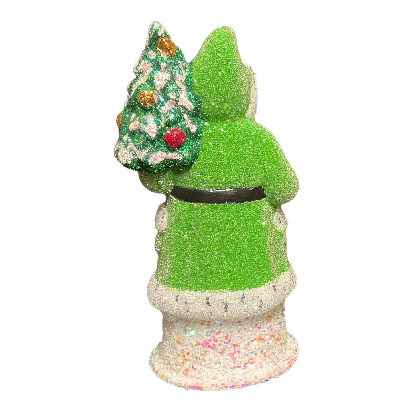Ino Schaller Green Beaded Santa German Christmas Paper Mache Candy Container