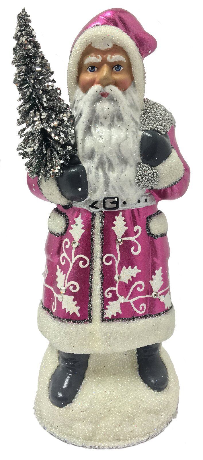 Ino Schaller Purple Santa with Crystals German Paper Mache Candy Container