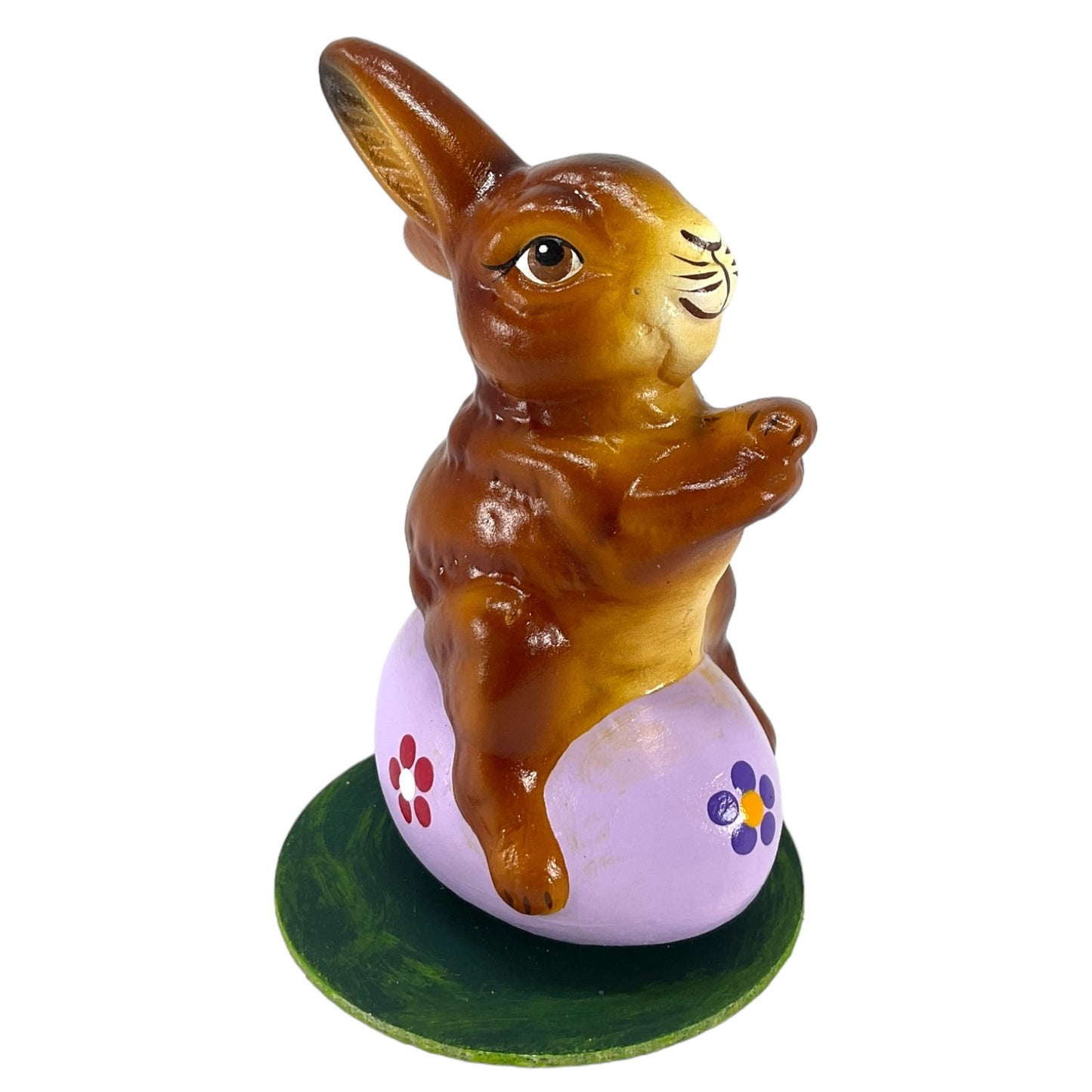 Pinnacle Peak Trading Ino Schaller Easter Bunny Rabbit on Purple Egg German Paper Mache 4.25 inch