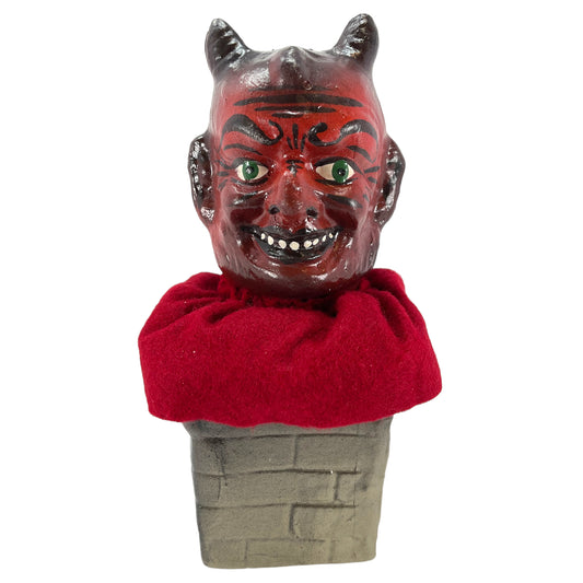 Pinnacle Peak Trading Ino Schaller Red Devil Head on Chimney German Halloween Paper Mache