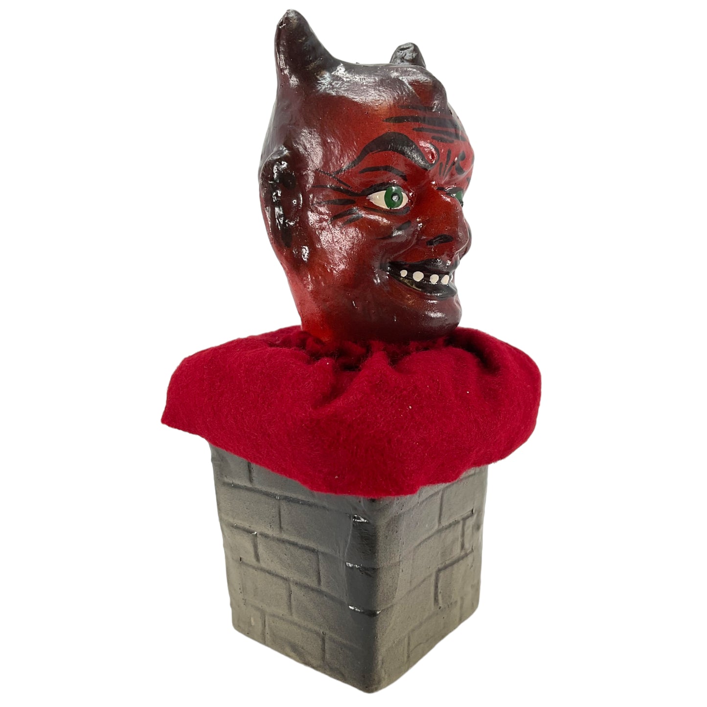 Pinnacle Peak Trading Ino Schaller Red Devil Head on Chimney German Halloween Paper Mache