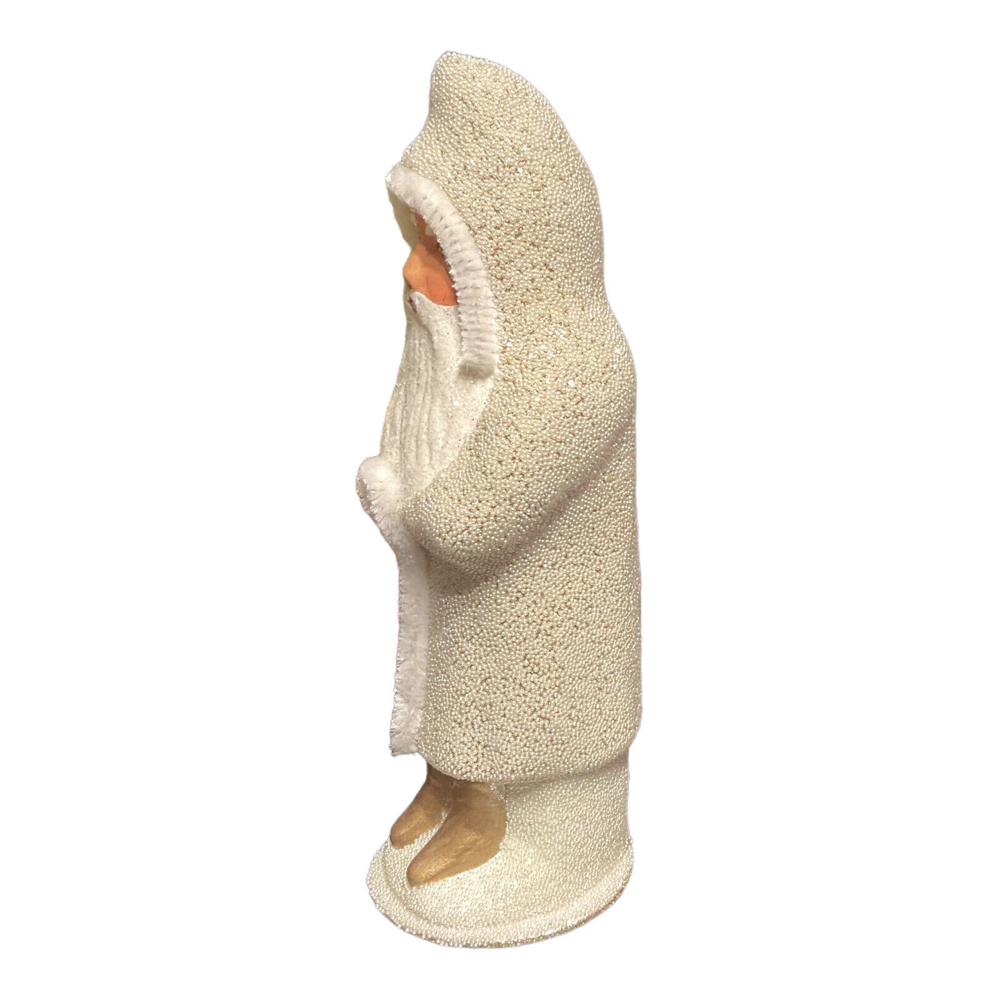 Ino Schaller White Gold Santa with Star Tree German Paper Mache Candy Container 10.75 Inch