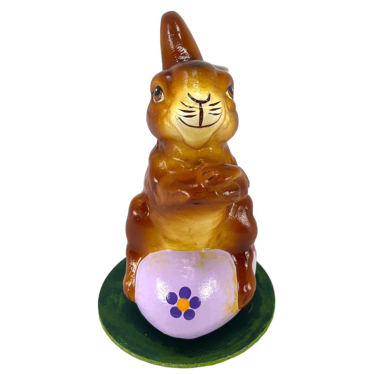 Pinnacle Peak Trading Ino Schaller Easter Bunny Rabbit on Purple Egg German Paper Mache 4.25 inch