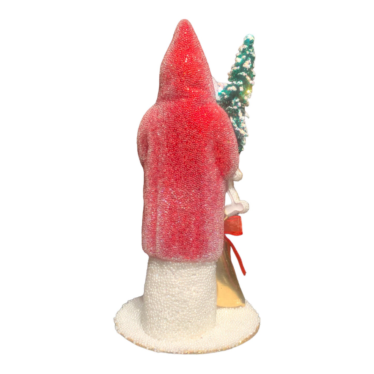 Ino Schaller Red Santa Claus with Gold Bag of Toys German Paper Mache 6 Inch
