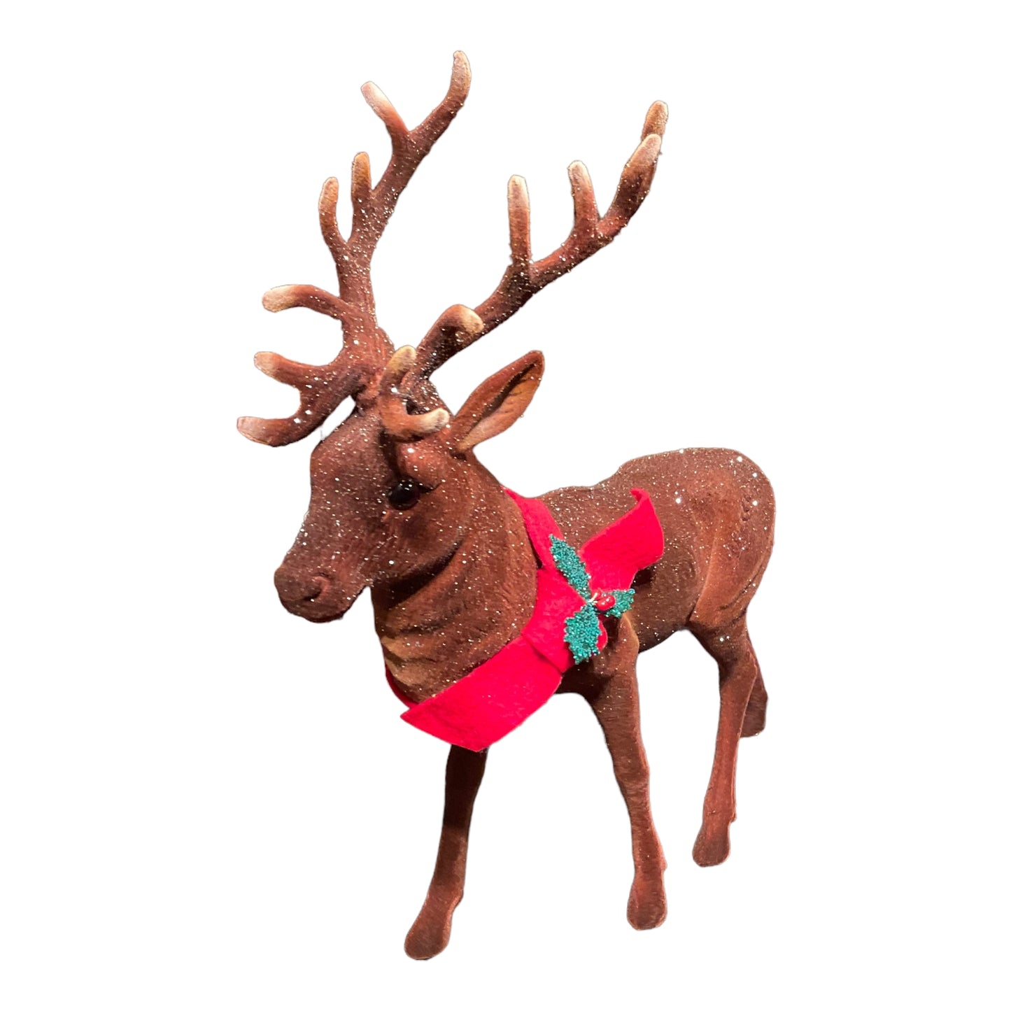 Schaller Large Brown Flocked Reindeer with Scarf German Figurine 16 inch