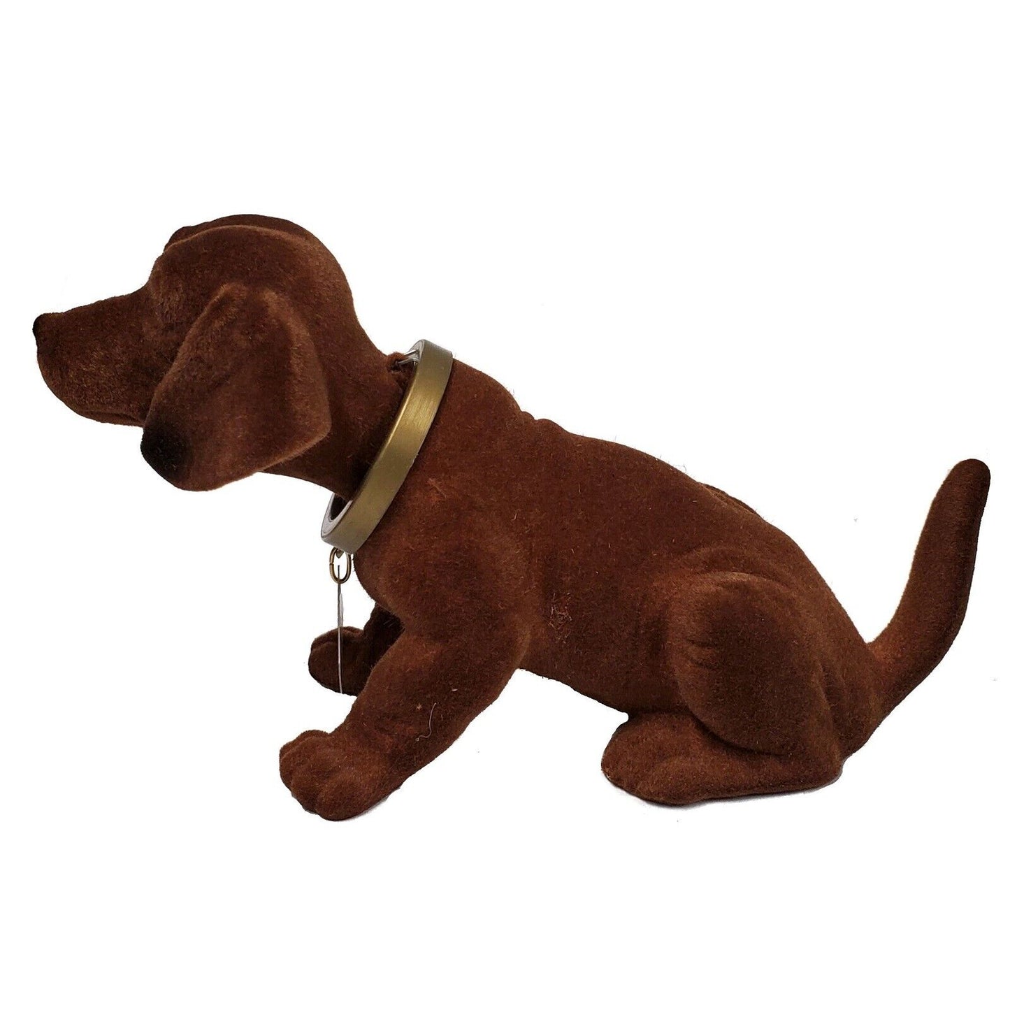 Ino Schaller Brown Flocked Nodder Dog German Figurine Made in Germany Nodding