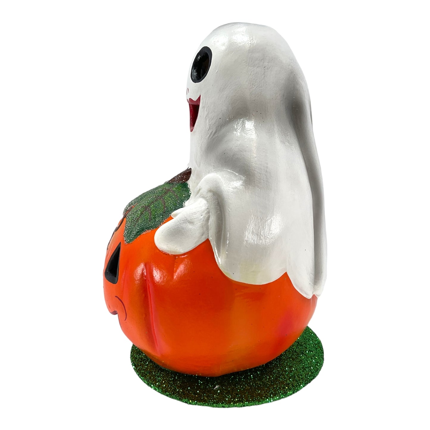 Pinnacle Peak Trading Ino Schaller Ghost in Pumpkin Jack O Lantern German Paper Mache