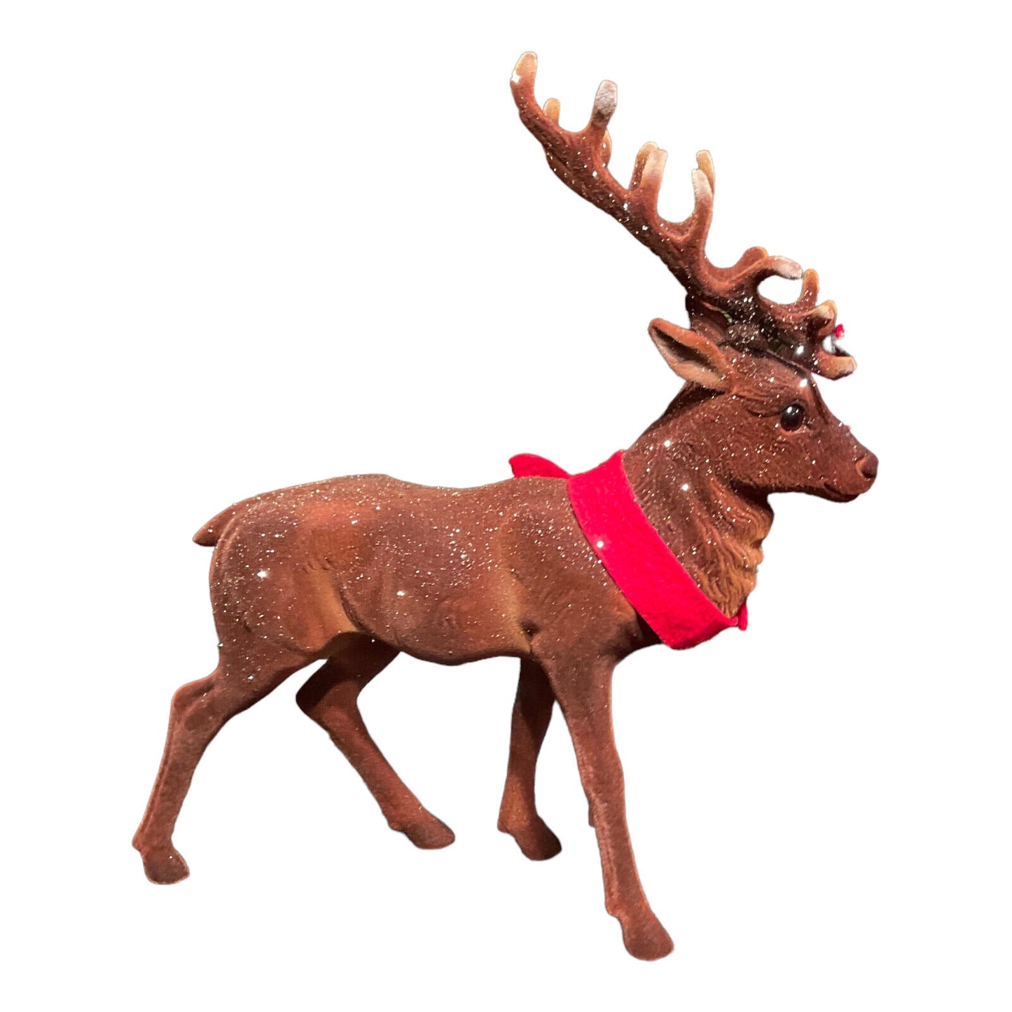 Schaller Large Brown Flocked Reindeer with Scarf German Figurine 16 inch