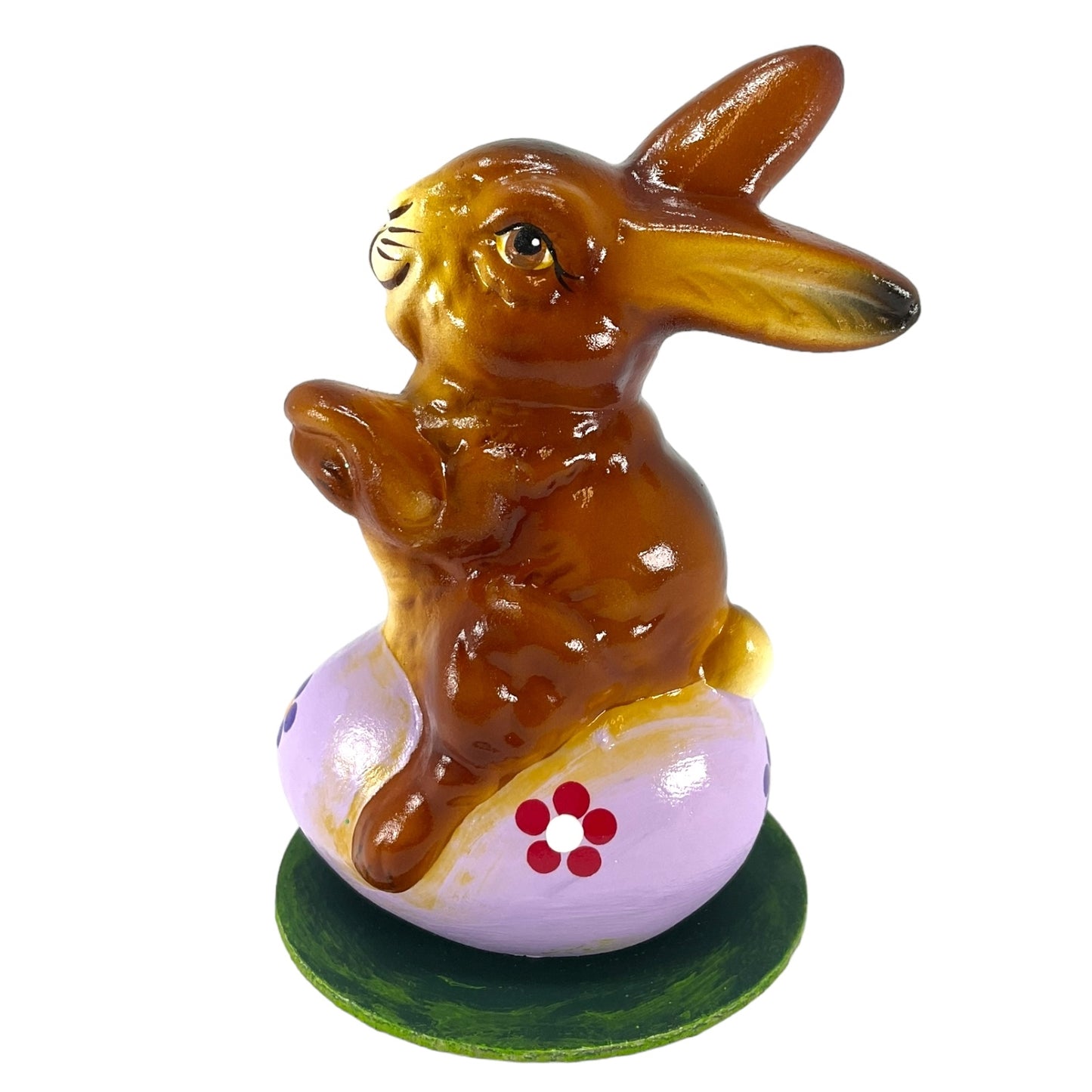 Pinnacle Peak Trading Ino Schaller Easter Bunny Rabbit on Purple Egg German Paper Mache 4.25 inch
