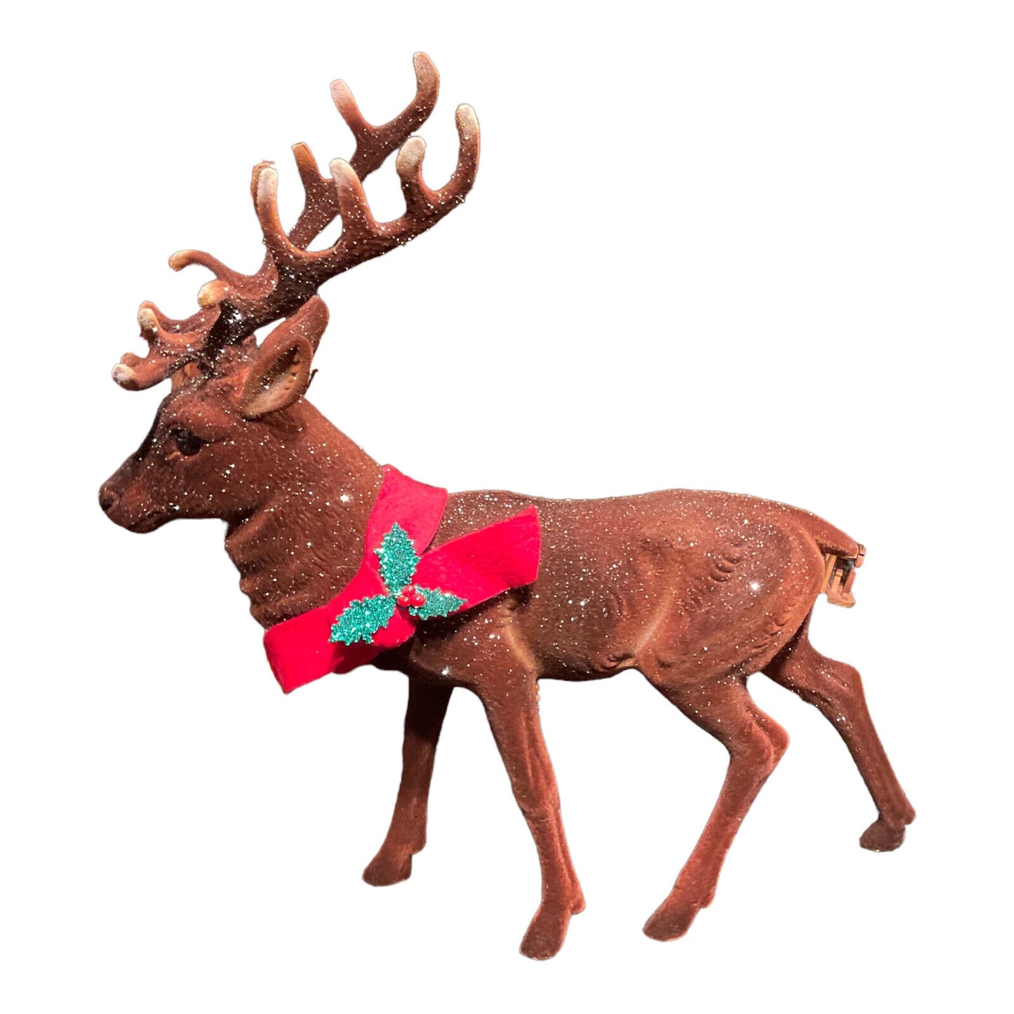 Schaller Large Brown Flocked Reindeer with Scarf German Figurine 16 inch