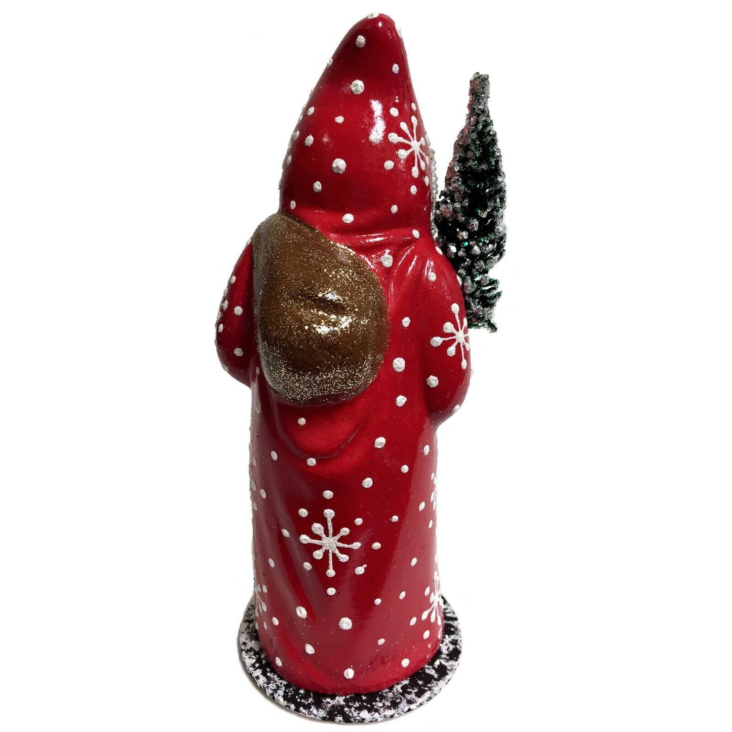 Ino Schaller Red Santa with Snowflake Coat German Paper Mache Candy Container