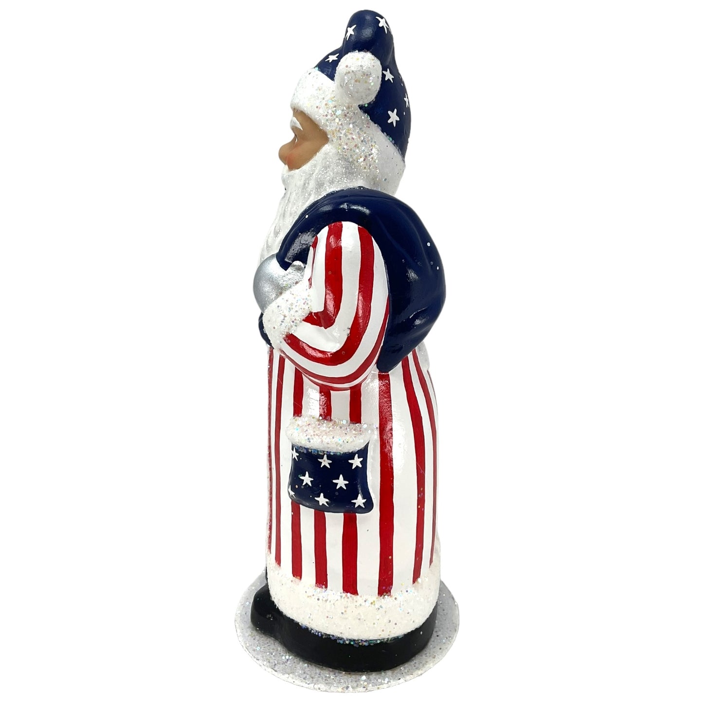 Pinnacle Peak Trading Ino Schaller Stars and Stripes American Santa German Paper Mache Candy Container