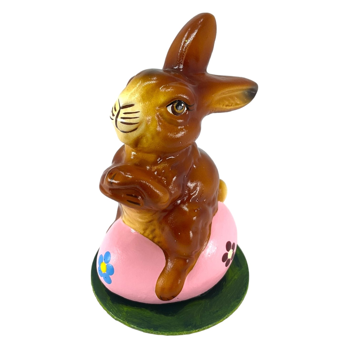 Pinnacle Peak Trading Ino Schaller Easter Bunny Rabbit on Pink Egg German Paper Mache 4.25 inch