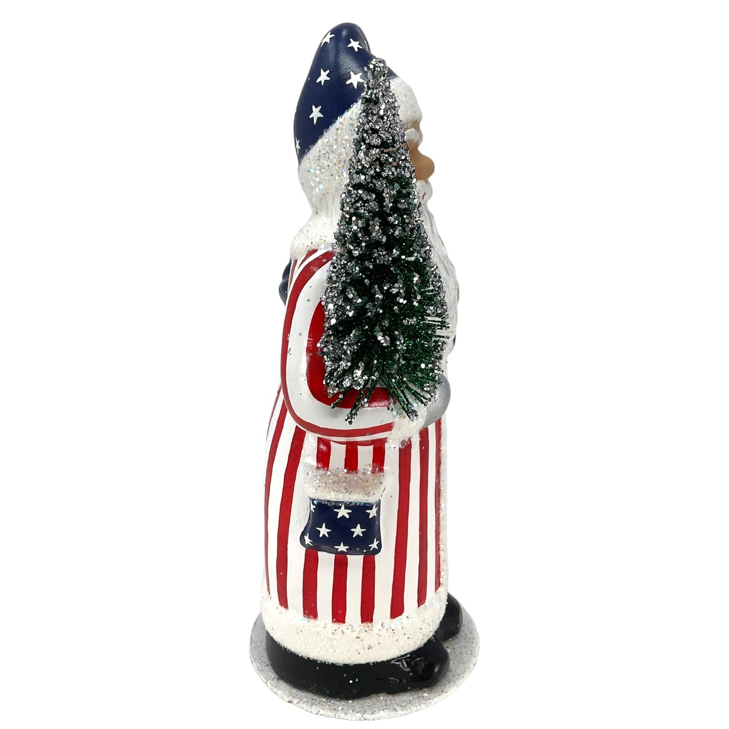 Pinnacle Peak Trading Ino Schaller Stars and Stripes American Santa German Paper Mache Candy Container