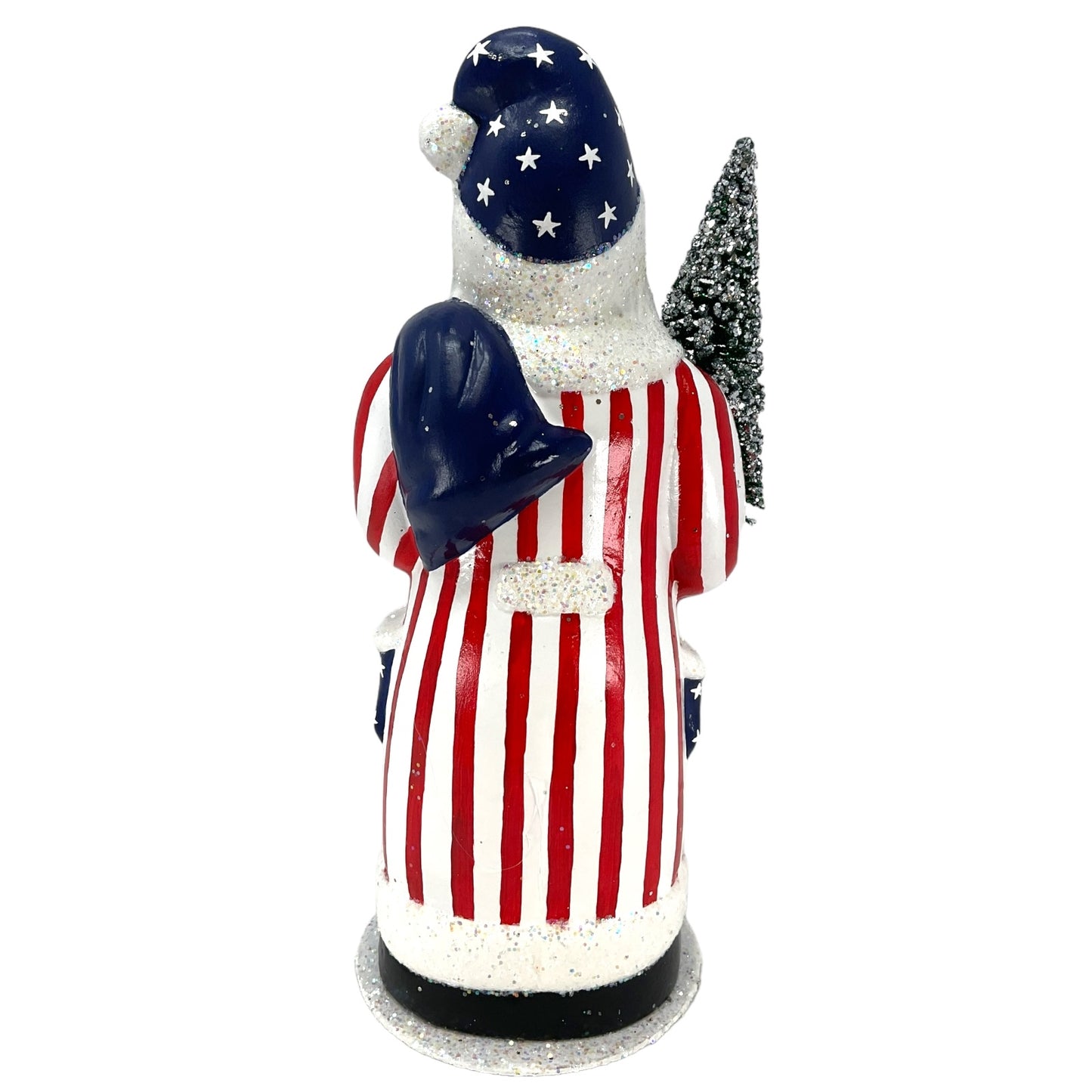 Pinnacle Peak Trading Ino Schaller Stars and Stripes American Santa German Paper Mache Candy Container