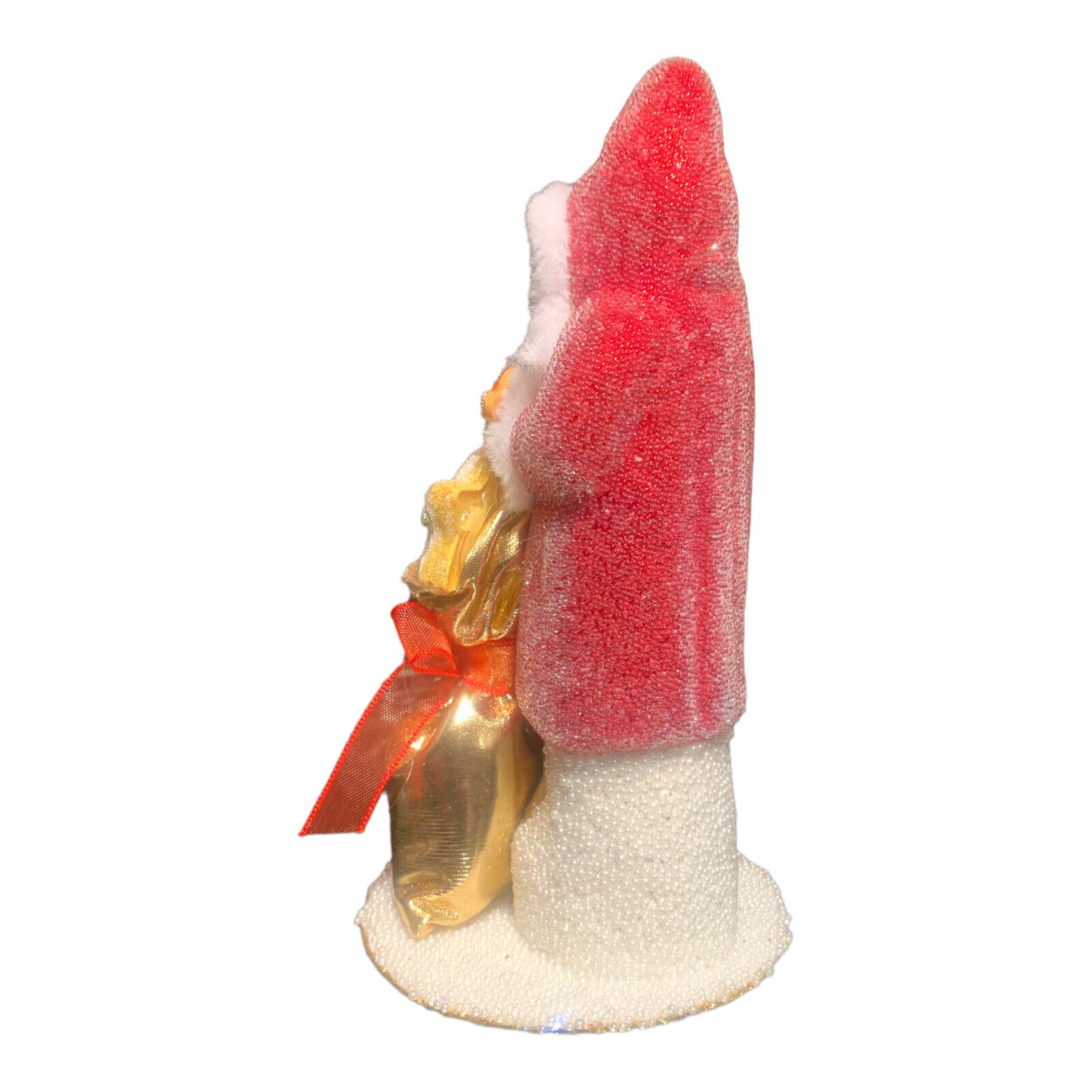 Ino Schaller Red Santa Claus with Gold Bag of Toys German Paper Mache 6 Inch