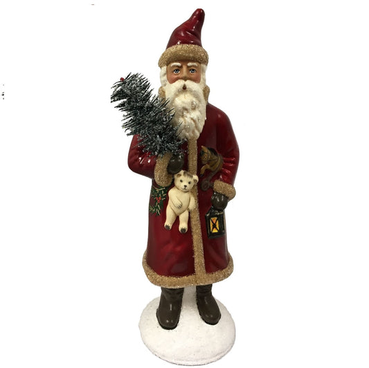 Ino Schaller Red Santa with Bear Horse Toys German Paper Mache Candy Container