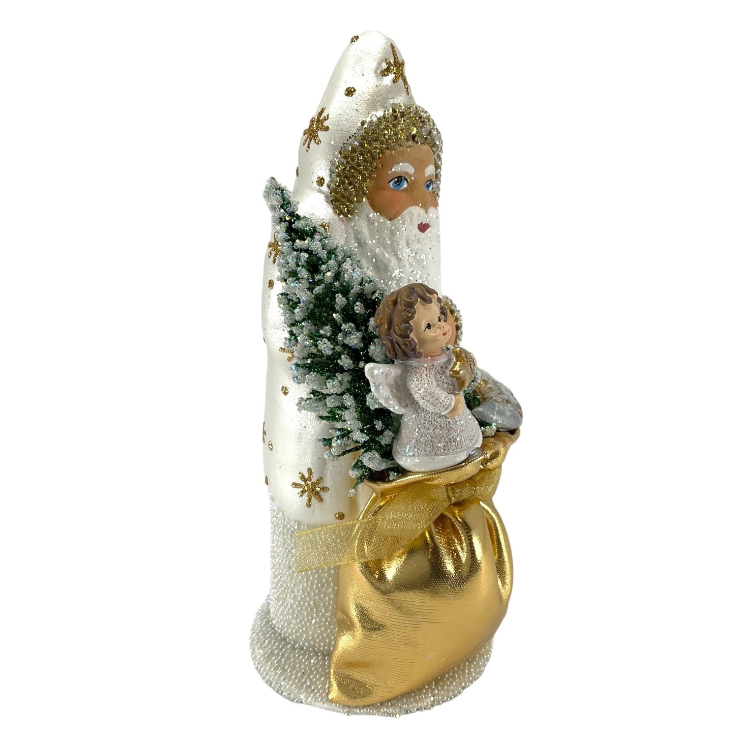 Ino Schaller Santa's Golden Toy Bag German Christmas Paper Mache Candy Container