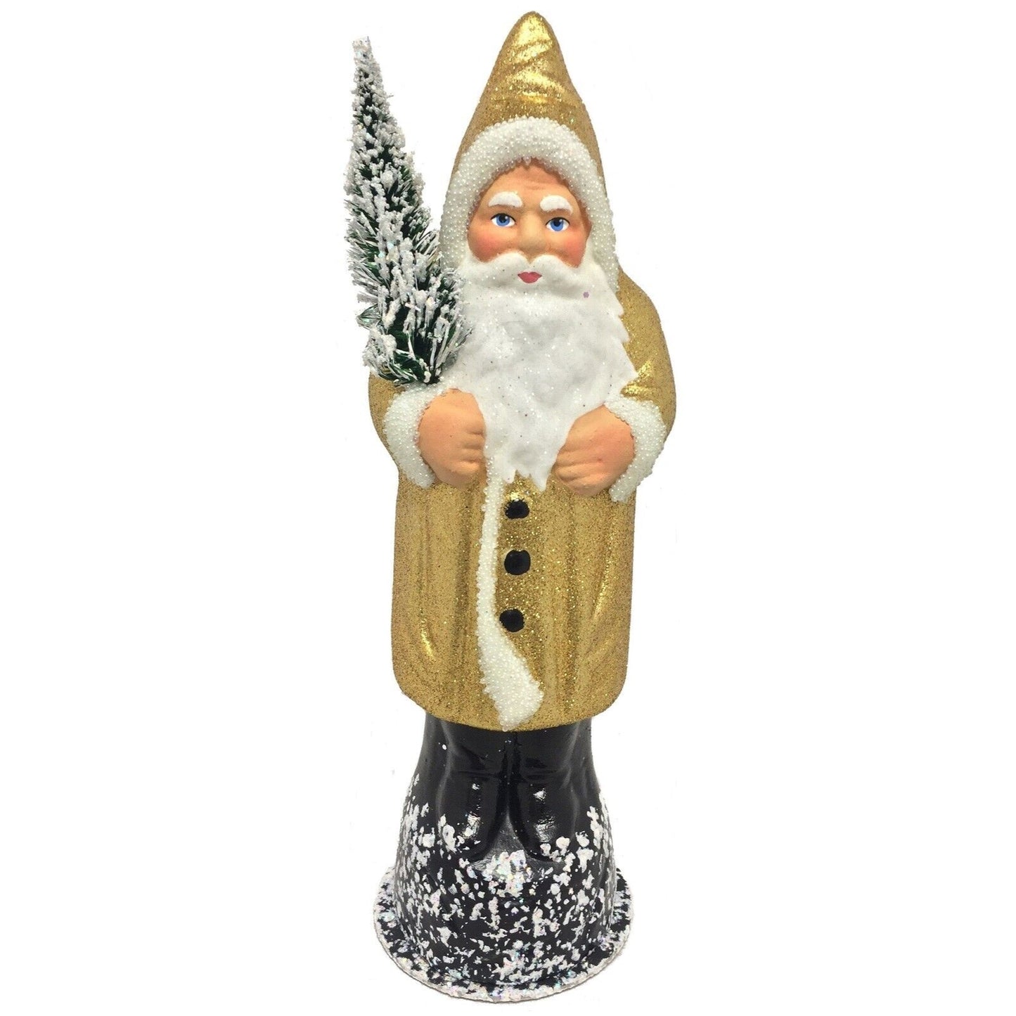 Ino Schaller Gold with Black Boots Santa German Paper Mache Candy Container