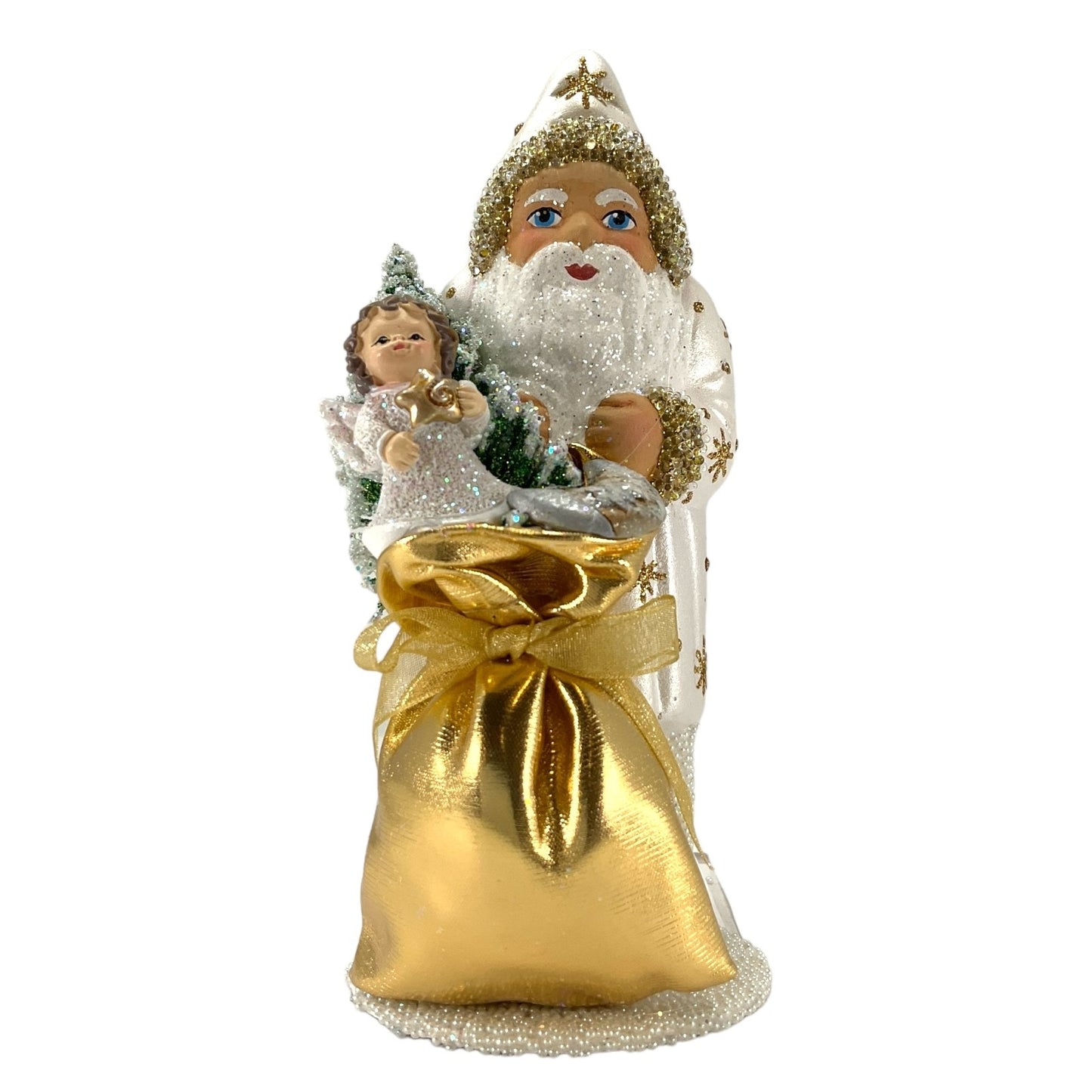 Ino Schaller Santa's Golden Toy Bag German Christmas Paper Mache Candy Container