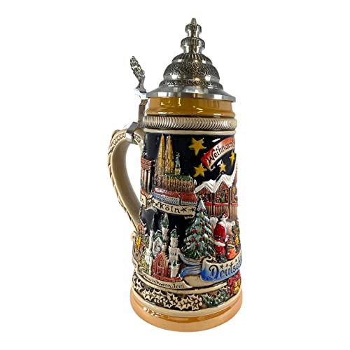 Panoramic Christmas Market German Beer Stein .75L Mug Made in Germany New