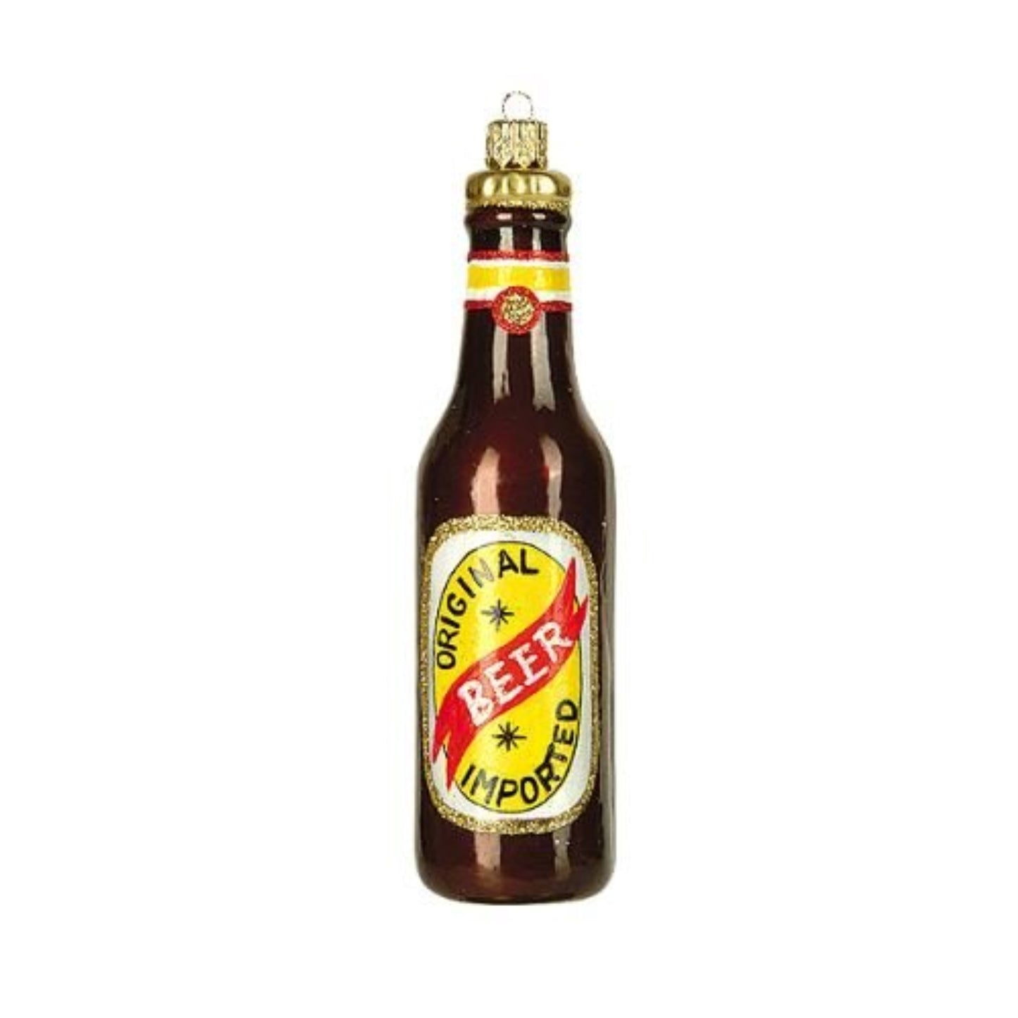Imported Beer Bottle Polish Blown Glass Christmas Ornament Tree Decoration