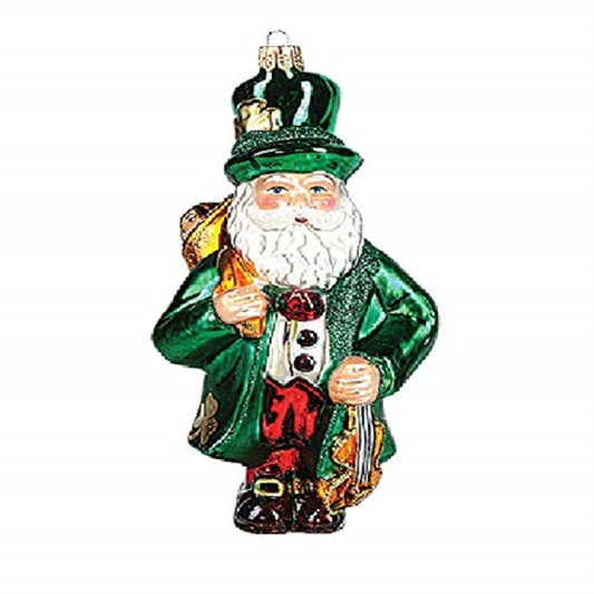 Pinnacle Peak Trading Irish Ireland Santa Polish Mouth Blown Glass Christmas Ornament Decoration