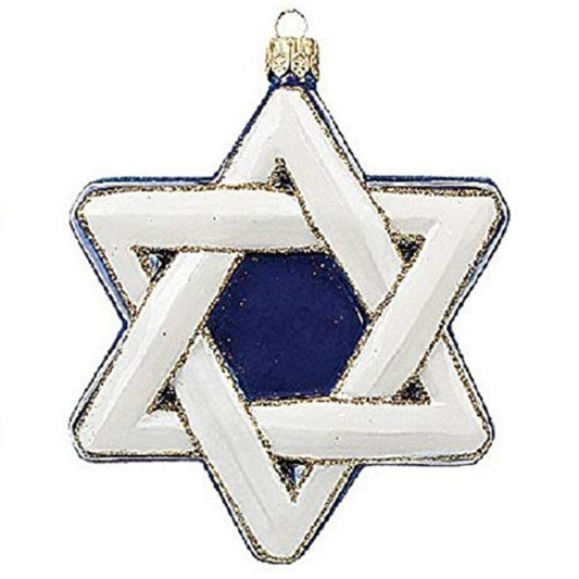 Jewish Star of David Polish Glass Holiday Ornament Made in Poland Decoration