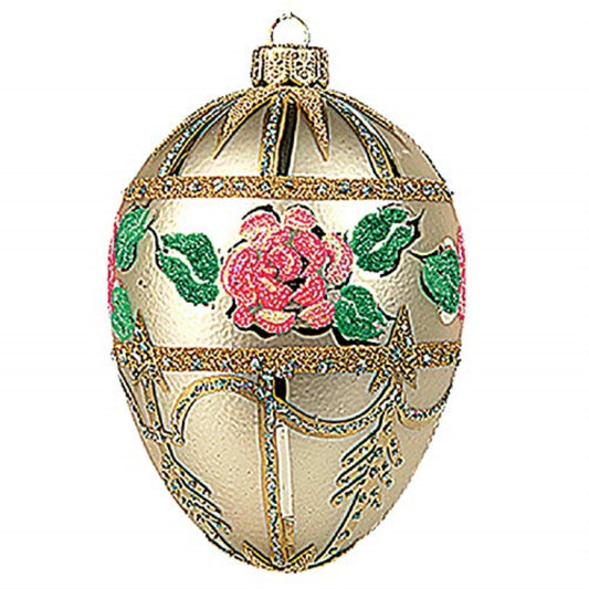 Pinnacle Peak Trading Faberge Inspired Flower Bouquet Egg Polish Glass Christmas or Easter Ornament
