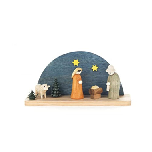 Pinnacle Peak Trading Colored Arched Miniature Nativity Scene German Wood Christmas Figurine Germany