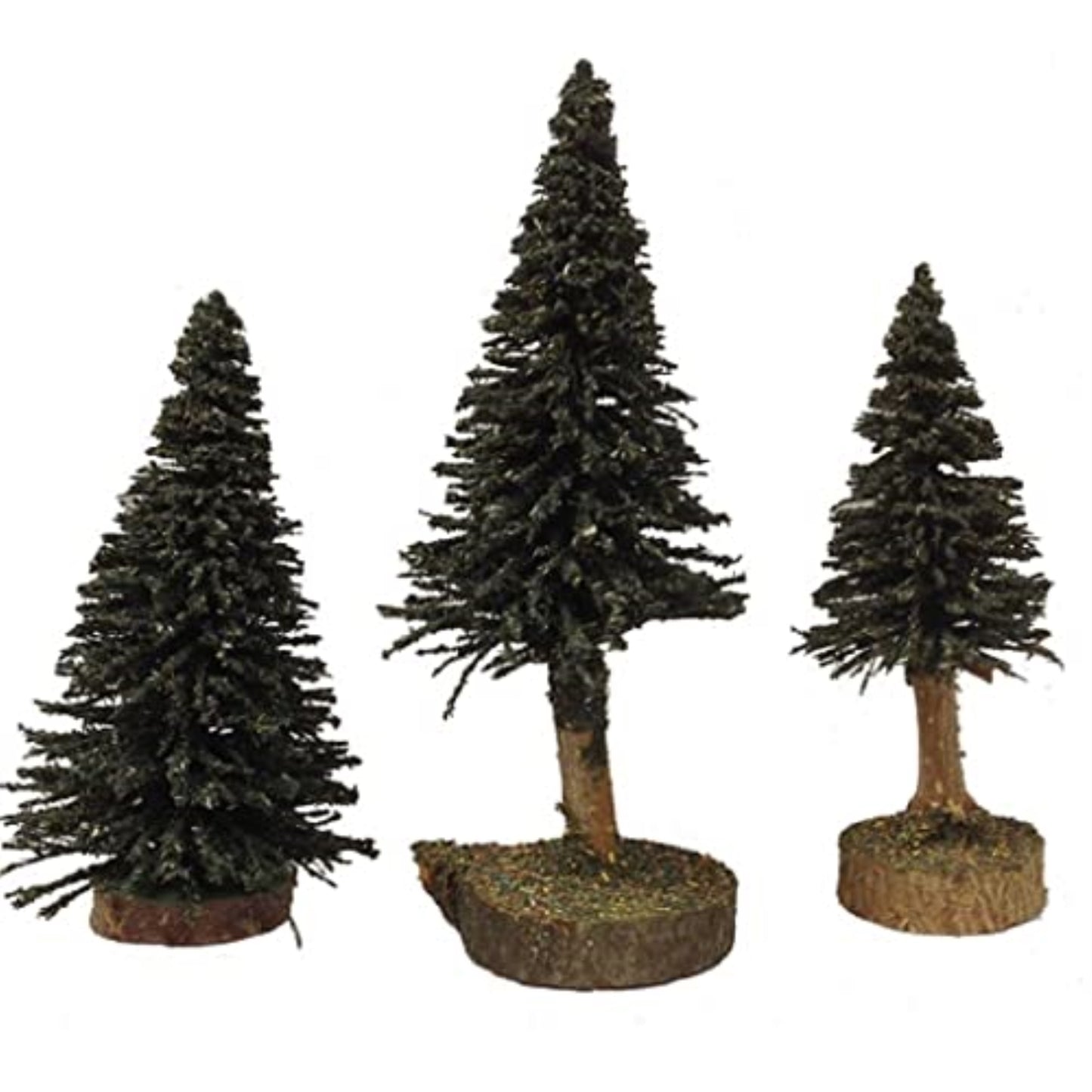 Pinnacle Peak Trading Realistic Christmas Trees German Wood Figurines Set of 3 Germany Scenery