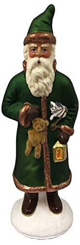 Ino Schaller Green Santa with Bear Horse Toys German Paper Mache Candy Container